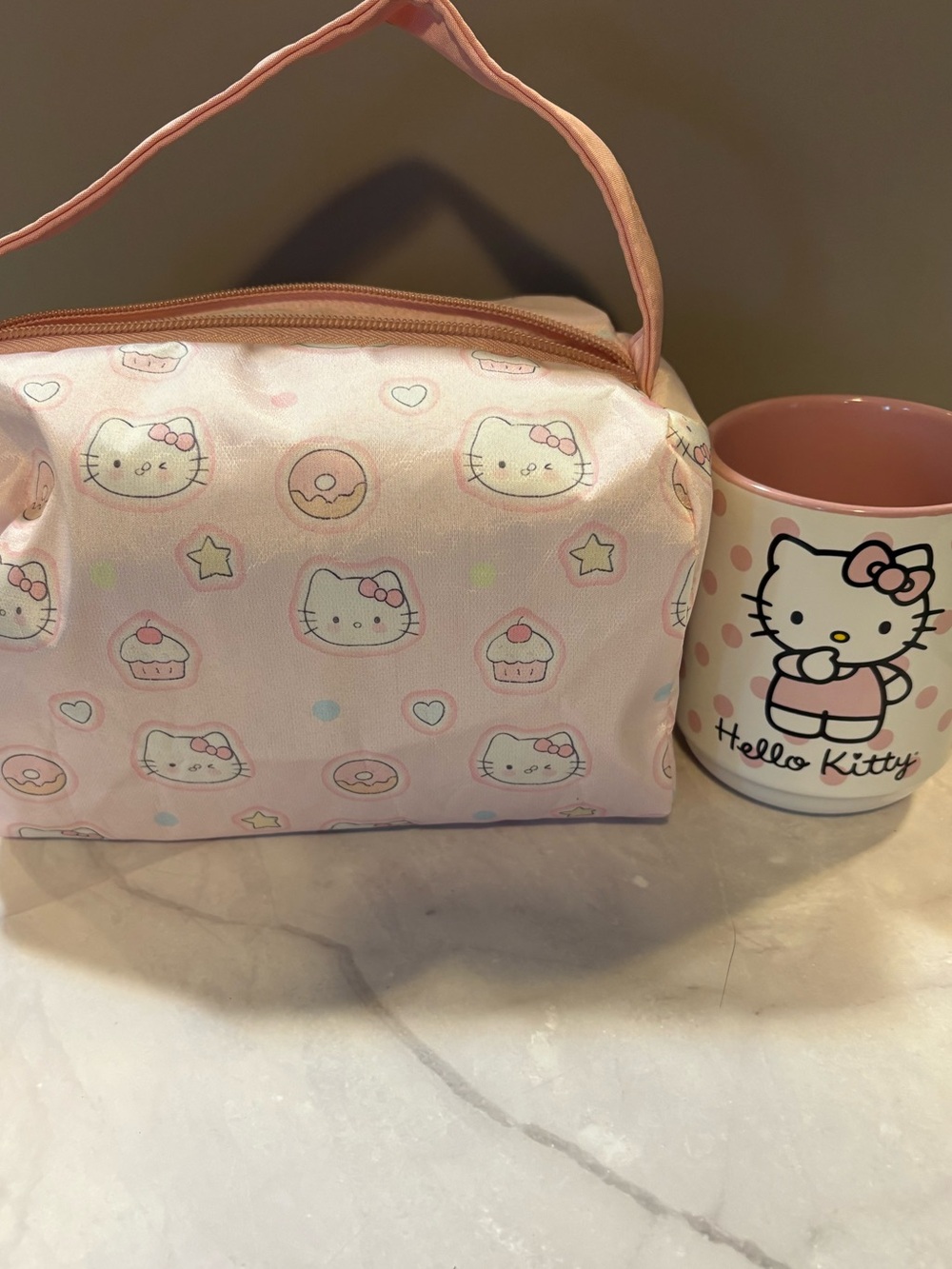 Hello Kitty Pink Cosmetic & Travel Pouch with Handle and Make up Brush Holder